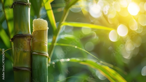 Sugar cane, Cane, Sugarcane piece fresh, sugar cane on green nature bokeh background