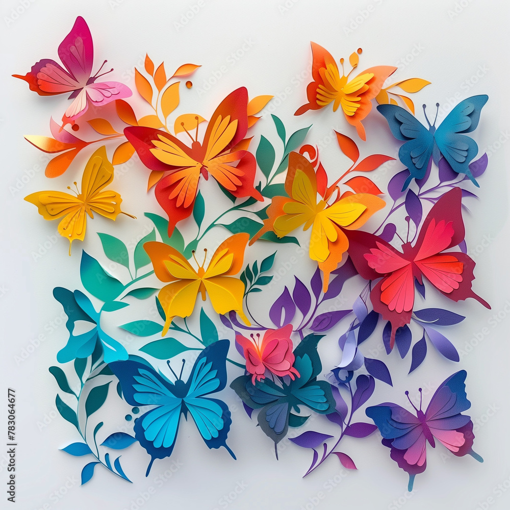 Color paper cut illustration Color paper cut illustration