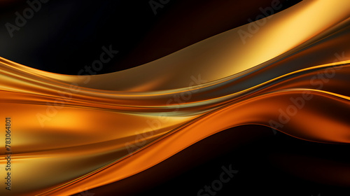 Digital technology black gold holographic curve abstract poster web page PPT background