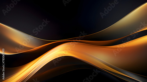 Digital technology black gold holographic curve abstract poster web page PPT background