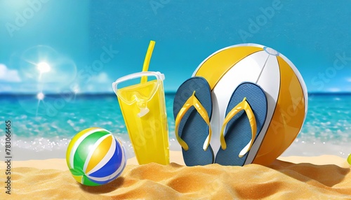 Sun-Kissed Memories: Kids Flip-Flops, Beach Ball, and Snorkel by the Sea