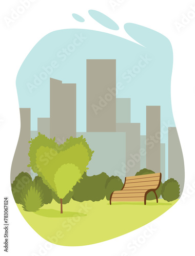Urban gardening. Ecological and sustainable green lifestyle. City plants in urban environment concept. City parks element for advertising flyer, leaflet, info banner idea. Vector illustration