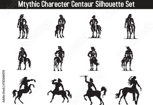 Mythic Character Centaur Silhouette Vector Set