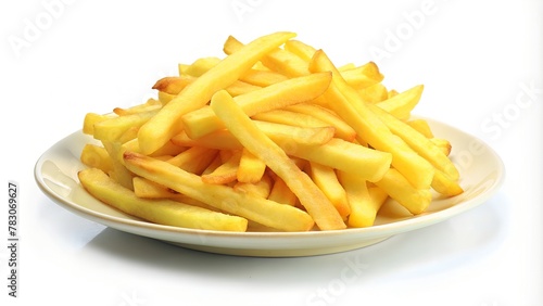 plate of fries on a white background