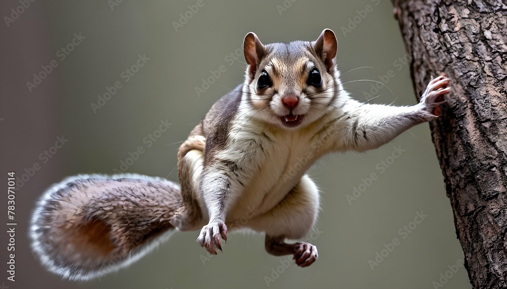 A-Flying-Squirrel-With-Its-Claws-Gripping-A-Branch-