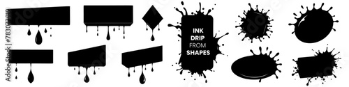 Set of ink drip from shapes