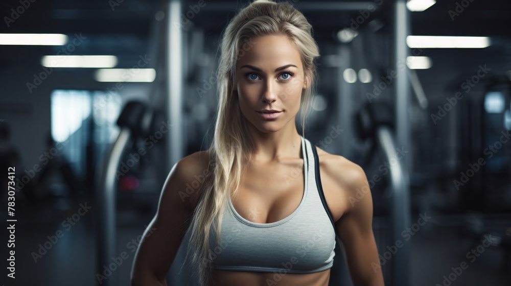 Beautiful young Norway woman in an exclusive gym
