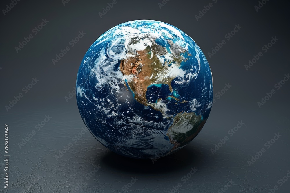 3D rendered globe ball model, bathed in serene blue tones against a dark background, offering a mesmerizing depiction of Earth's beauty and majesty. 3D rendered globe ball model, bathed in serene blue tones against a dark background, offering a mesmerizing depiction of Earth's beauty and majesty.