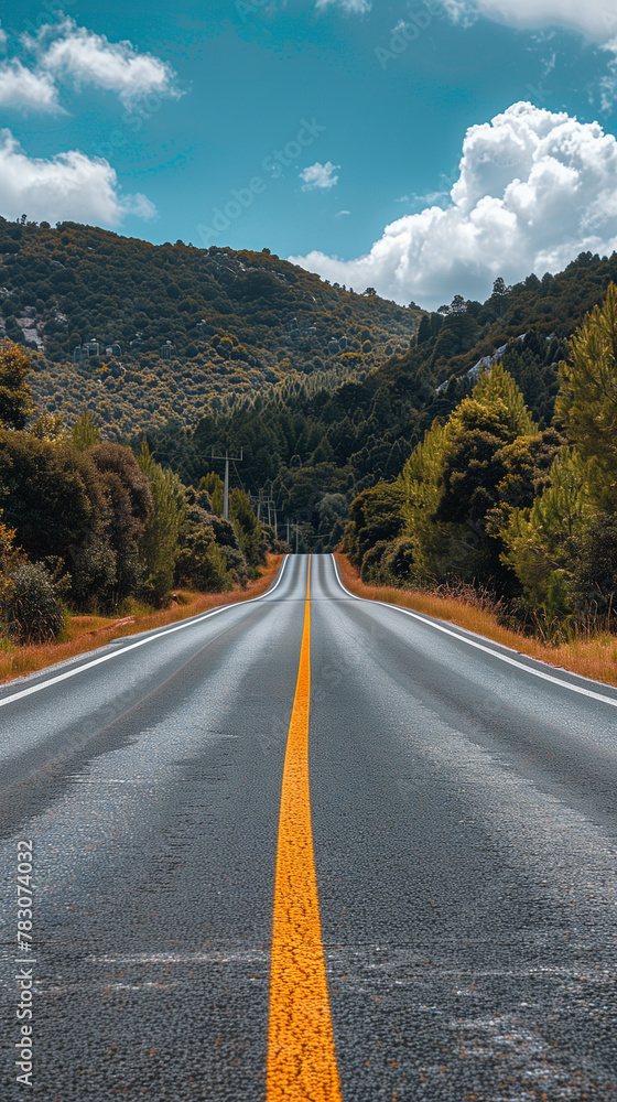 Fototapeta premium Inviting Open Road Through Lush Green Landscape