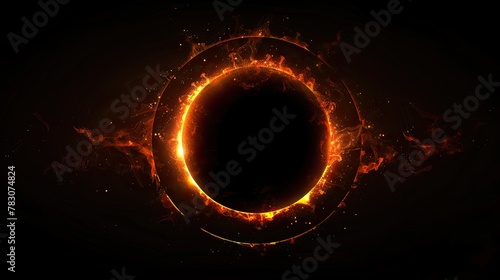 Futuristic Ring Artwork with Flames - Power and Authority Concept