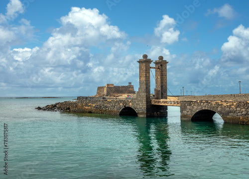 Ruins of San Gabriel Castle, historically protecture Lanzarote from pirate raids, Arrecife, Lanzarote, Canary Islands, Spain