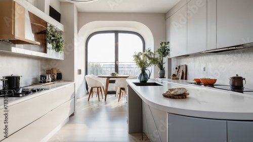 Cocina de un apartamento moderno parisino. Interior franc  s.