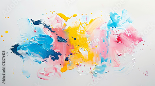 Bold Strokes: Exploring Creativity and Art through Thick Paint Splatters on White Background