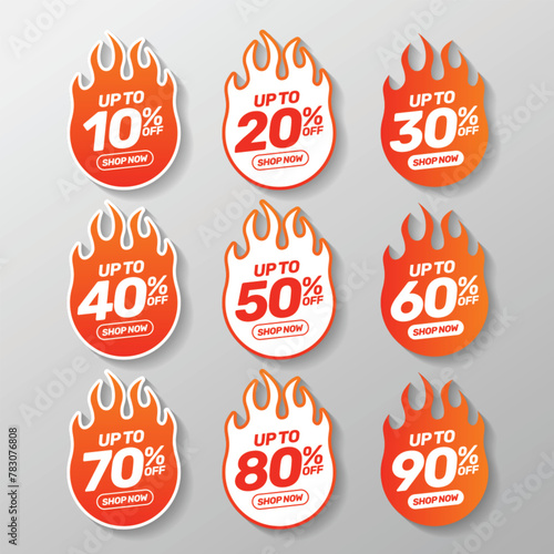 Set of discount offer price label, hot sale promo marketing