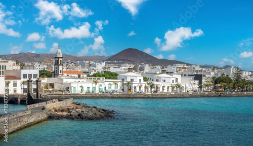 Fototapeta Naklejka Na Ścianę i Meble -  Old town of Arrecife viewed from the sea, Lanzarote, Canary Islands, Spain