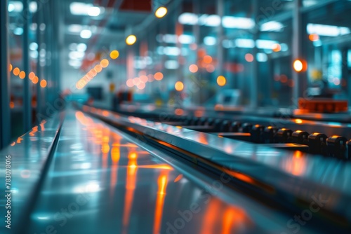 Blurry conveyor belt in a manufacturing plant © gearstd