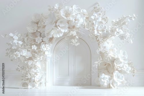 Enchanting Floral Archway: A Crystalline, Massurreal Baroque Masterpiece photo