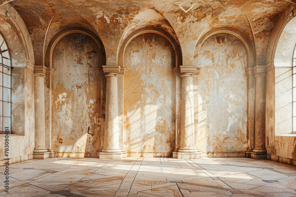Majestic Beige Castle Walls: A Stunning Display of Arches