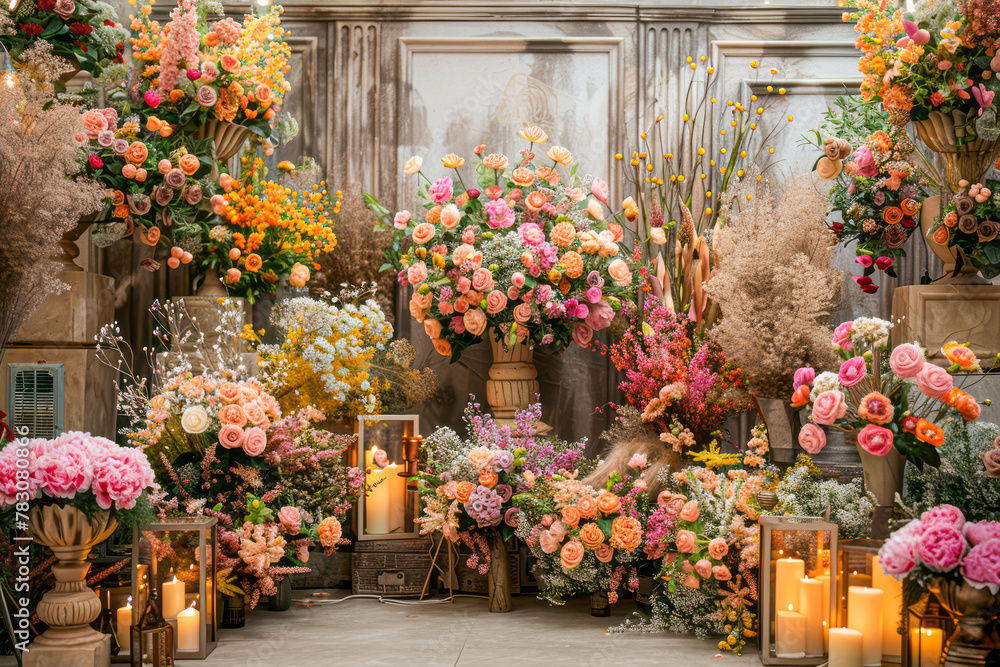 Elegant Wedding Scene Design: Lush Florals, Sophisticated Colors, and High-End Elegance