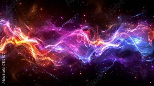 A colorful abstract background with a bright blue and purple swirl, AI © starush