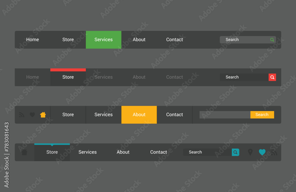 Website navigation menu bars