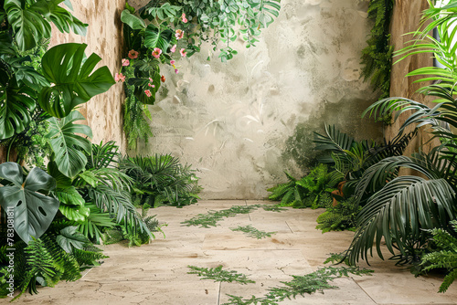 Jungle Vibes Cake Smash: Green and Beige Tones Background and Flooring with 85mm Lens photo