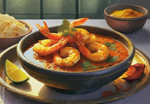 ndian food- Prawns masala or shrimp curry. Also known as Kolambi che Kalvan in Marathi.