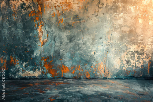 Vintage painted canvas photography backdrop with aged patina, bathed in natural light