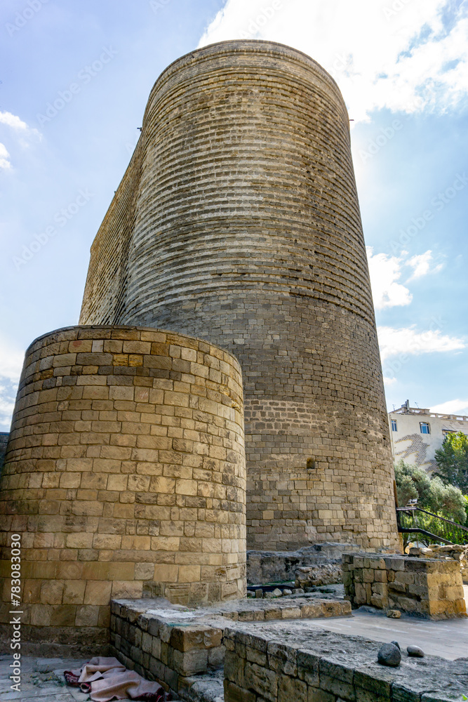 Maiden's Tower is a 12th-century monument in the Old City, Baku, Azerbaijan, October 2023 