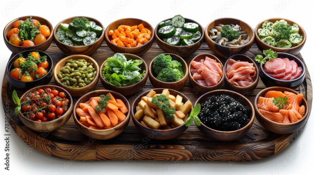 Fototapeta premium buffet table at a luxury hotel, isolated on white background