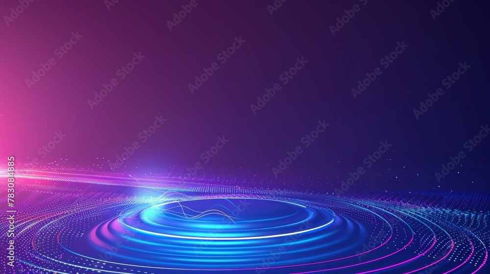 A gradient background with blue and purple tones, with an abstract line pattern at the bottom of the screen that forms a circle. The light shines behind the circular shape A gradient background with blue and purple tones, with an abstract line pattern at the bottom of the screen that forms a circle. The light shines behind the circular shape