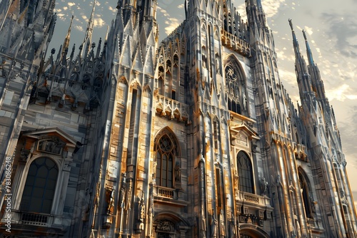 Majestic gothic architecture of a renowned cathedral. The ancient architecture of the building in the Gothic style.