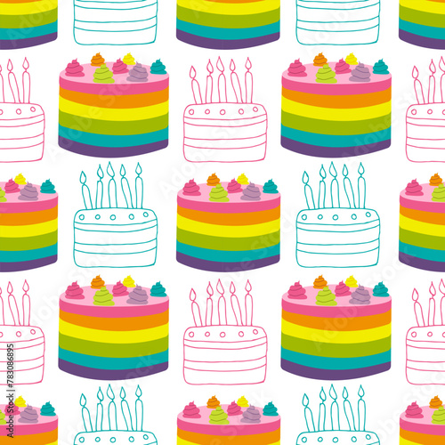 Colorful sweet cakes isolated on white background. Set of cakes. Vector illustration ,birthday , celebration , hollisdays , sweet food flat style for package.