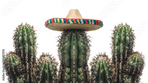 Cinco de Mayo with cactus isolated on transparent background, Generative ai.