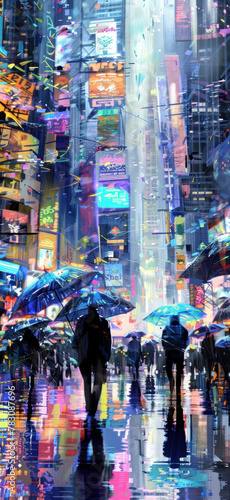 Cyberpunk Urban Street Scene, Amazing and simple wallpaper, for mobile © Dolgren