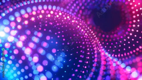 Abstract tech background in blue and pink neon colors with bright glowing dots. LED digital dot pattern. © Наталья Зюбр