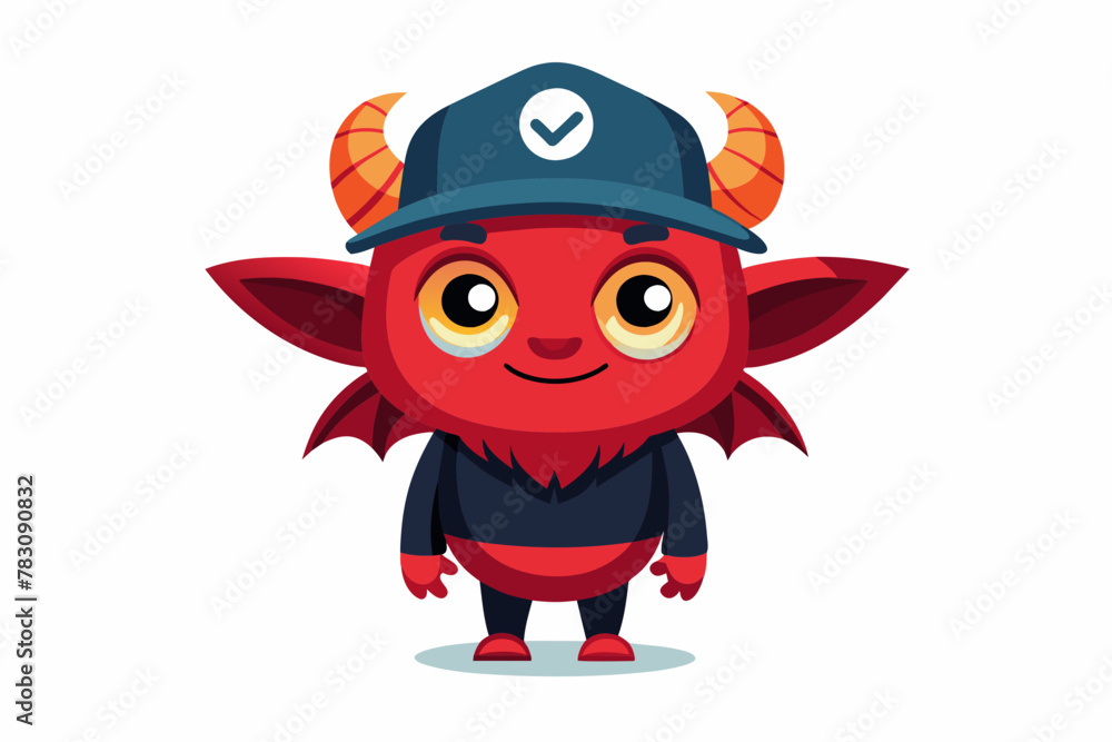 cute-satan-in-cap, cartoon devil cartoon vector illustration