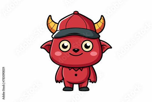 cute-satan-in-cap, cartoon devil cartoon vector illustration © Jutish
