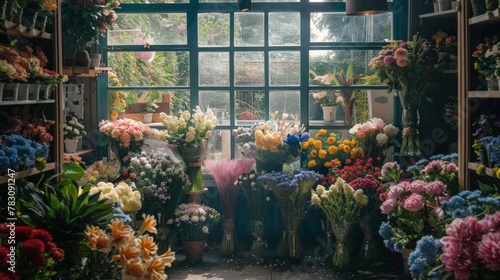 A room filled with lots of different types of flowers © Maria Starus