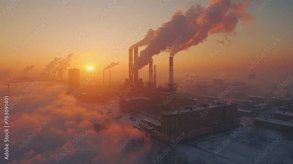 factory chimneys and sinking into a thick smog factory chimneys and sinking into a thick smog