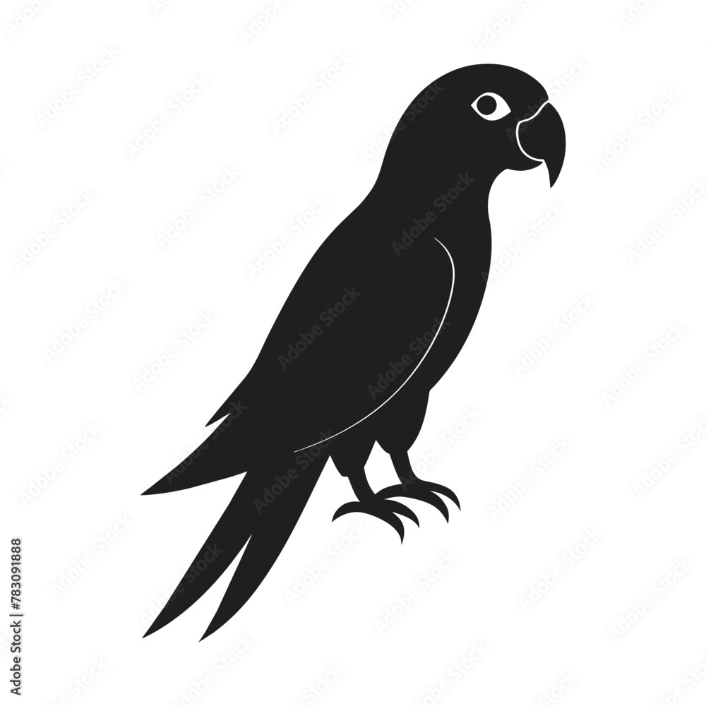 A silhouette parrot black and white logo vector clip art A silhouette parrot black and white logo vector clip art