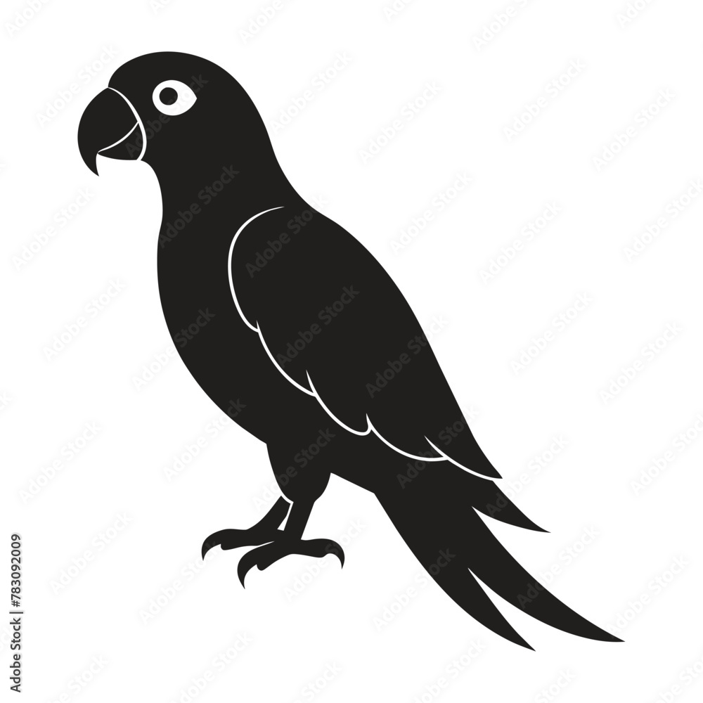 Obraz premium A silhouette parrot black and white logo vector clip art