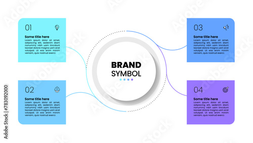 Infographic template. A circle with 4 connected squares
