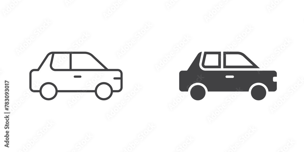 Fototapeta premium Car icon in flat style. Automobile vector illustration on isolated background. Transport sign business concept.