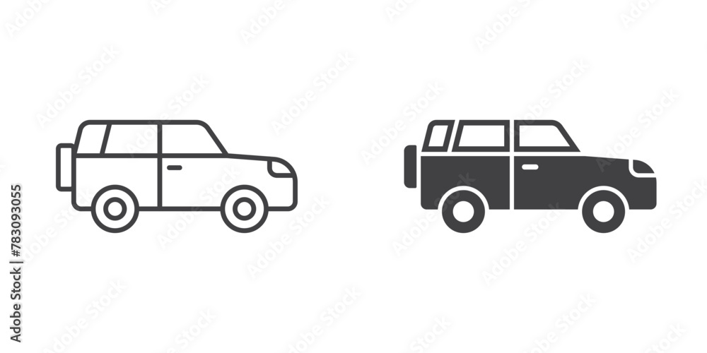 SUV car icon in flat style. Automobile vector illustration on isolated background. Transport sign business concept.