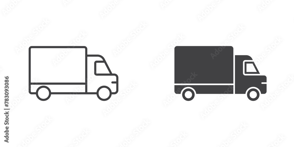 Truck icon in flat style. Freight vector illustration on isolated background. Delivery sign business concept. Truck icon in flat style. Freight vector illustration on isolated background. Delivery sign business concept.