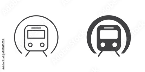 Metro train icon in flat style. Subway vector illustration on isolated background. Transport sign business concept.