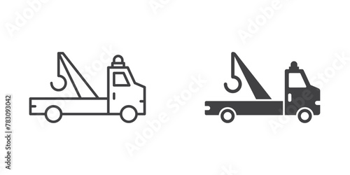 Tow track icon in flat style. Service car vector illustration on isolated background. Transport sign business concept.