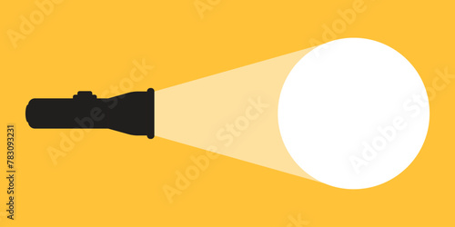Flashlight icon in flat style. Electric lamp vector illustration on isolated background. Pocket lantern sign business concept.