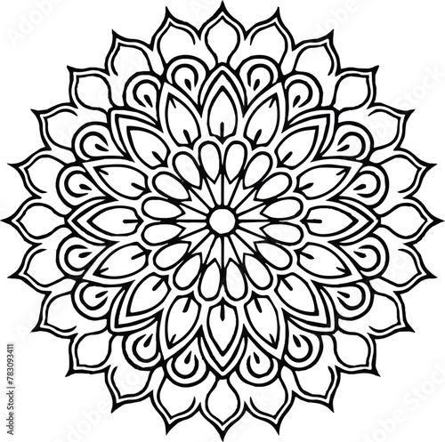Mandala in circle simple floral art beautiful modern customized unique line art elegant design